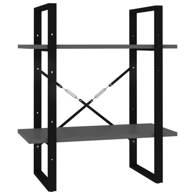 Ormarić za knjige s 2 razine sivi 60 x 30 x 70 cm od iverice