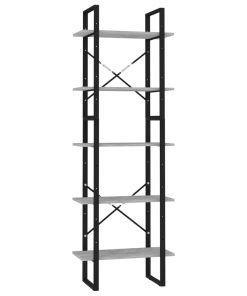 Ormarić za knjige s 5 razina boja betona 60x30x175 cm iverica
