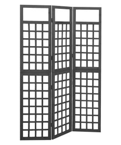 Sobna pregrada / rešetka s 3 panela od jelovine 121x180 cm crna
