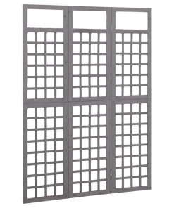 Sobna pregrada / rešetka s 3 panela od jelovine siva 121x180cm