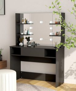 Stolić za šminkanje s LED svjetlima 100 x 40 x 135 cm MDF crni