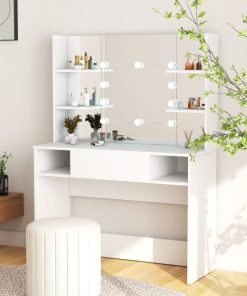 Stolić za šminkanje s LED svjetlima 100x40x135 cm MDF bijeli
