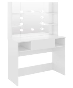 Stolić za šminkanje LED 100 x 40 x 135 cm MDF sjajni bijeli