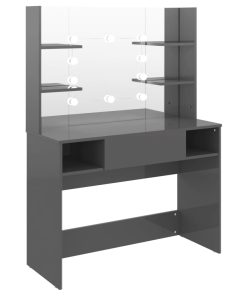 Stolić za šminkanje LED 100 x 40 x 135 cm MDF sjajni sivi
