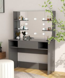 Stolić za šminkanje s LED svjetlima 100 x 40 x 135 cm MDF sivi