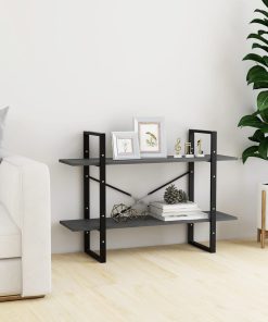 Ormarić za knjige s 2 razine sivi 100 x 30 x 70 cm od borovine