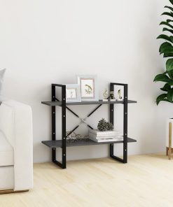 Ormarić za knjige s 2 razine sivi 80x30x70 cm masivna borovina
