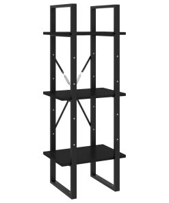 Ormarić za knjige s 3 razine crni 40 x 30 x 105 cm od borovine