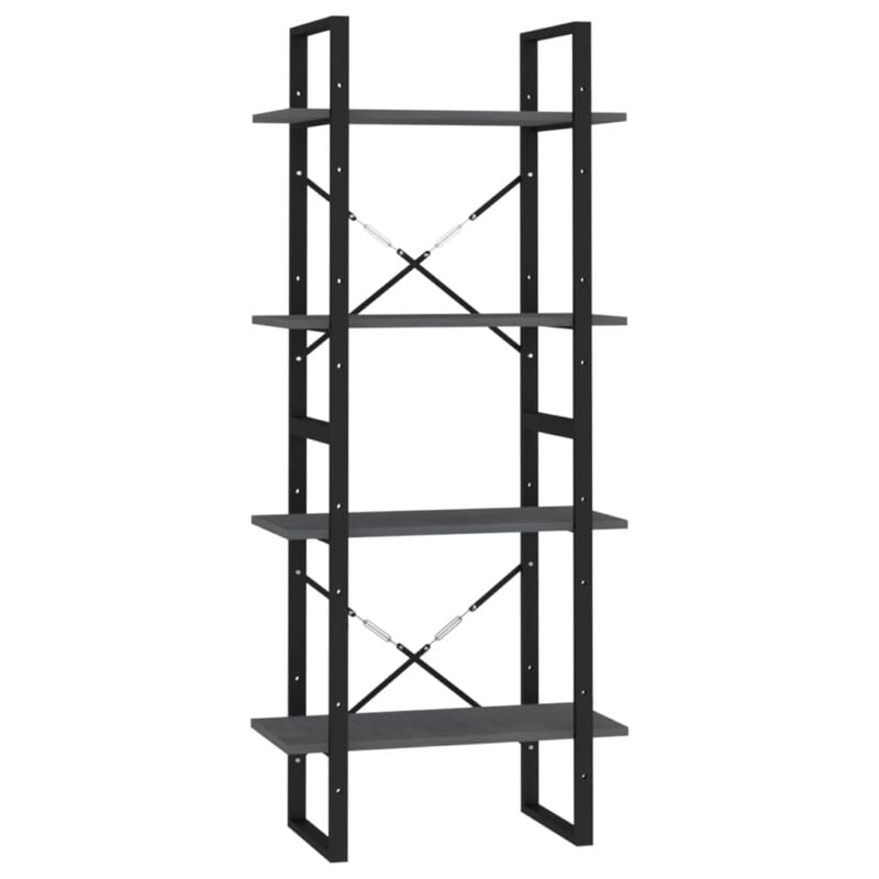 Ormarić za knjige s 4 razine sivi 60x30x140 cm masivna borovina