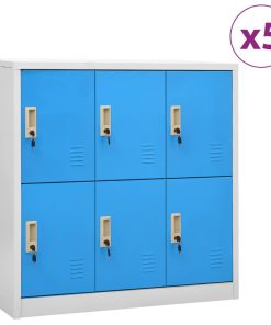 Ormarići s ključem 5 kom svjetlosivi/plavi 90x45x92