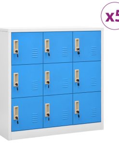 Ormarići s ključem 5 kom svjetlosivi/plavi 90x45x92