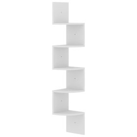 Zidne kutne police bijele 19 x 19 x 123 cm od iverice