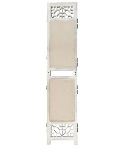 338559 4-Panel Room Divider Cream 140x165 cm Fabric