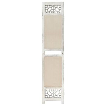 338559 4-Panel Room Divider Cream 140x165 cm Fabric