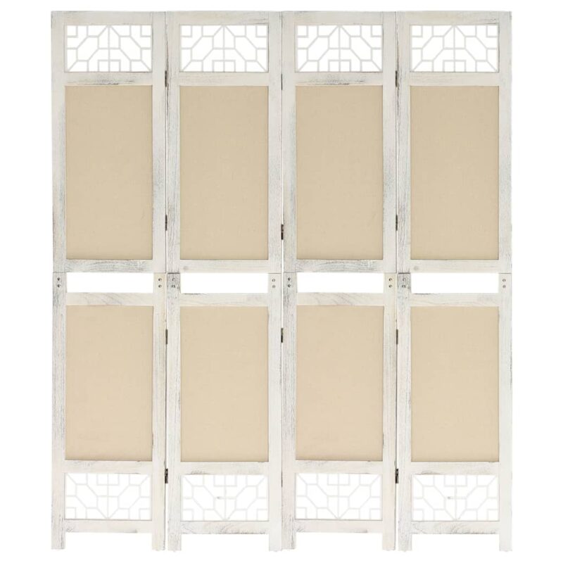 338559 4-Panel Room Divider Cream 140x165 cm Fabric