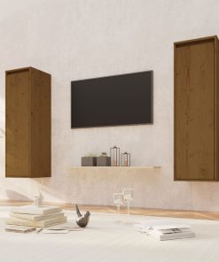 Zidni ormarići 2 kom boja meda 30x30x100 cm od masivne borovine