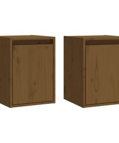 Zidni ormarići 2 kom boja meda 30x30x40 cm od masivne borovine