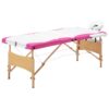 Sklopivi masažni stol s 3 zone drveni bijelo-ružičasti