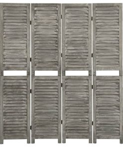 Sobna pregrada s 4 panela siva 143 x 166 cm od masivnog drva
