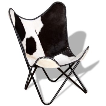 Butterfly stolica od goveđe kože crno bijela