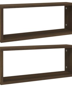 Kockaste zidne police 2 kom smeđi hrast 60 x 15 x 23 cm drvene