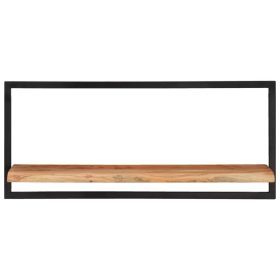 Zidne police 2 kom 80 x 25 x 35 cm masivni bagrem i čelik