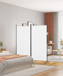 Sobna pregrada s 2 panela bijela 175 x 180 cm od tkanine
