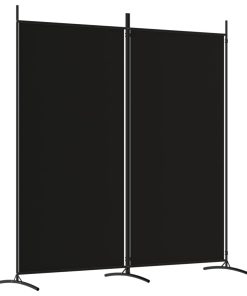 Sobna pregrada s 2 panela crna 175 x 180 cm od tkanine