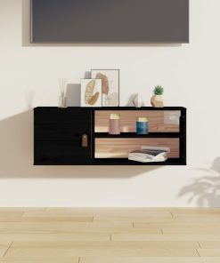 Zidni ormarić crni 80 x 30 x 30 cm od masivne borovine