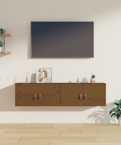 Zidni ormarići 2 kom boja meda 60x30x30 cm od masivne borovine