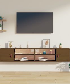 Zidni ormarići 2 kom boja meda 80x30x30 cm od masivne borovine