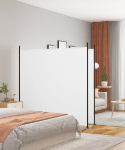 Sobna pregrada s 2 panela bijela 348 x 180 cm od tkanine