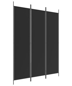 Sobna pregrada s 3 panela crna 150 x 200 cm od tkanine