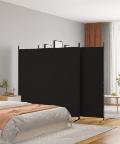 Sobna pregrada s 3 panela crna 525x180 cm od tkanine