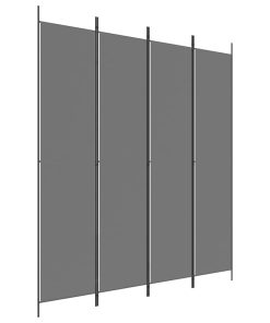 Sobna pregrada s 4 panela antracit 200 x 220 cm od tkanine
