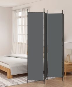 Sobna pregrada s 4 panela antracit 200 x 220 cm od tkanine