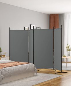 Sobna pregrada s 4 panela antracit 346 x 180 cm od tkanine