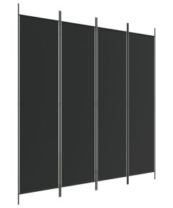 Sobna pregrada s 4 panela crna 200 x 200 cm od tkanine