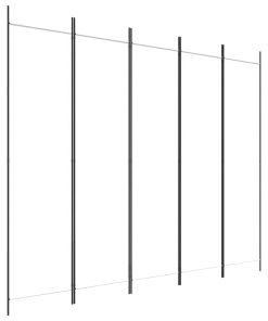 Sobna pregrada s 5 panela bijela 250 x 200 cm od tkanine