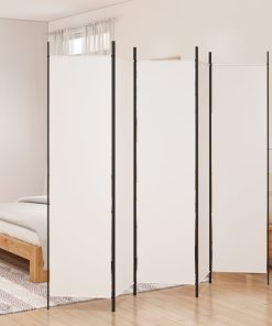Sobna pregrada s 5 panela bijela 250 x 200 cm od tkanine