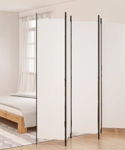 Sobna pregrada s 5 panela bijela 250 x 220 cm od tkanine