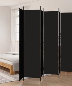 Sobna pregrada s 6 panela crna 300 x 220 cm od tkanine