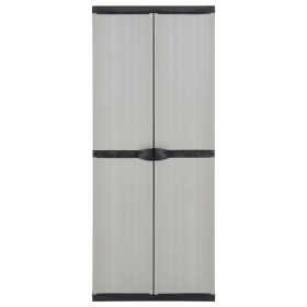 Vrtni ormarić za pohranu s 3 police sivo-crni 68 x 40 x 168 cm