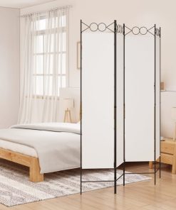 Sobna pregrada s 4 panela bijela 160 x 200 cm od tkanine
