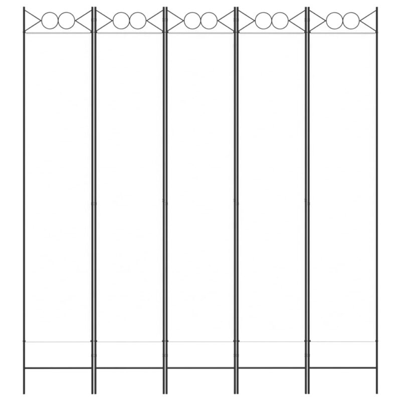 Sobna pregrada s 5 panela bijela 200x220 cm od tkanine - Slika 3