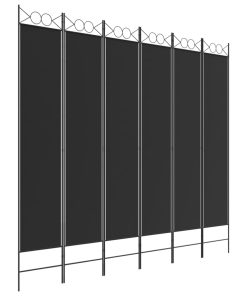 Sobna pregrada s 6 panela crna 240x220 cm od tkanine
