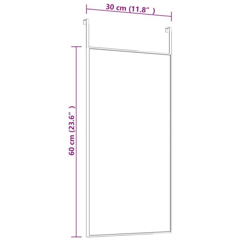 Ogledalo za vrata zlatno 30x60 cm od stakla i aluminija - Image 4