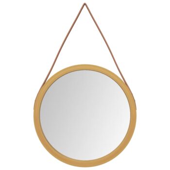 Zidno ogledalo s trakom Zlatna Ø 45 cm