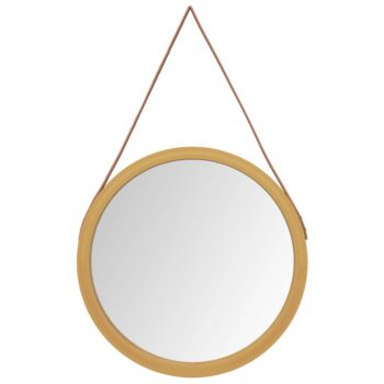 Zidno ogledalo s trakom Zlatna Ø 55 cm