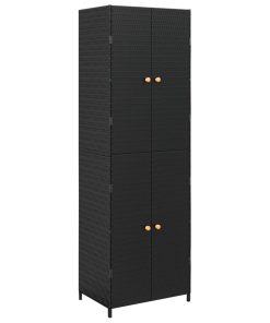 Vrtni ormarić za pohranu crni 59 x 40 x 180 cm od poliratana